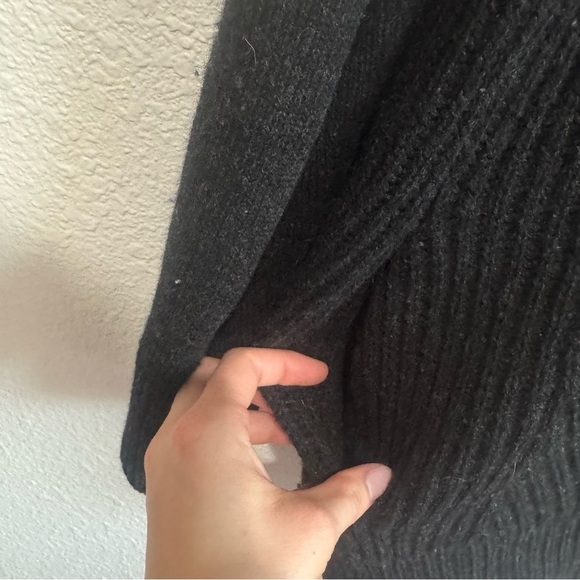 Vince Cardigan Sweater S Small Yak Wool Blend Lamb Leather Open Front Black - Picture 7 of 9